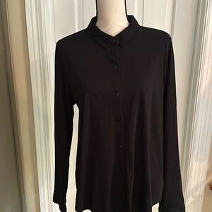 EILEEN FISHER Black Classic Collar Shirt Size Large